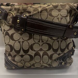 Brown and Tan Patterned Hobo Bag